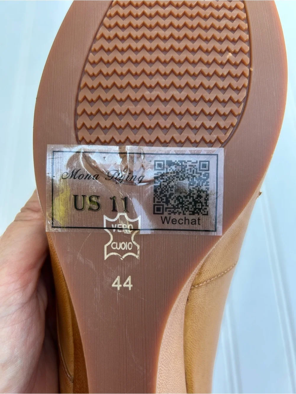 Mona Flying Shoes Wedge Heel Mid Leather Cognac Brown Round Toe Size 11 NWT